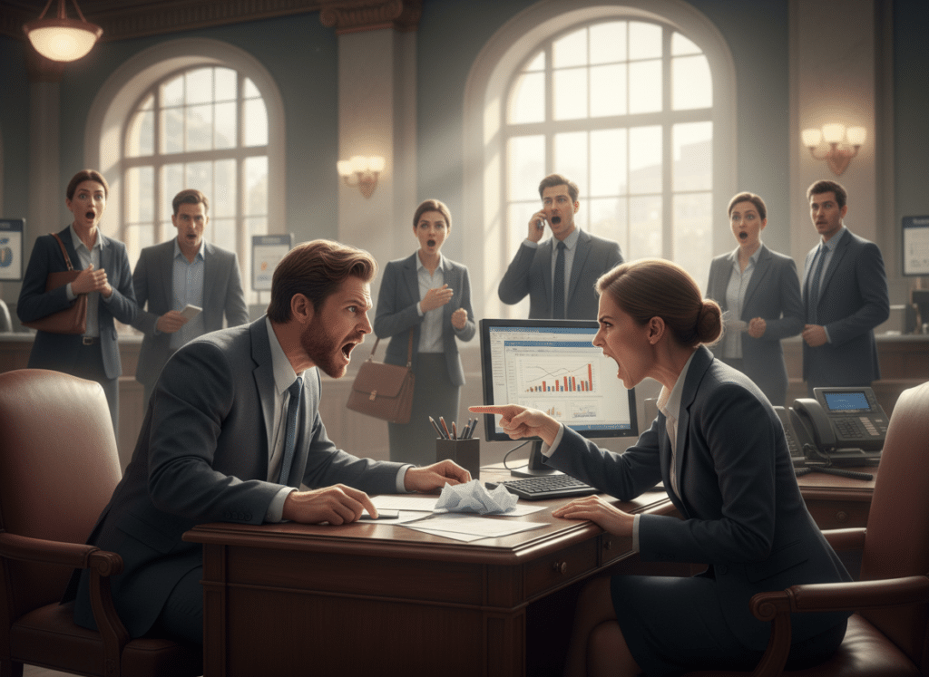 Det är viktigt att hitta rätt bankman. Så här kan det ha sett ut när Hernhag förhandlade om bolån en gång i tiden. 