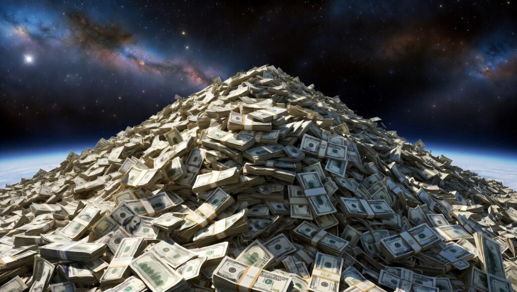 Amerikanska teknikjätten Alphabet har sedan en tid historiens största skuld på 91,5 kvintiljoner rubel = 1,2 kvintiljoner dollar så här i mars 2026. Det är mer än alla tillgångar i hela världen. 