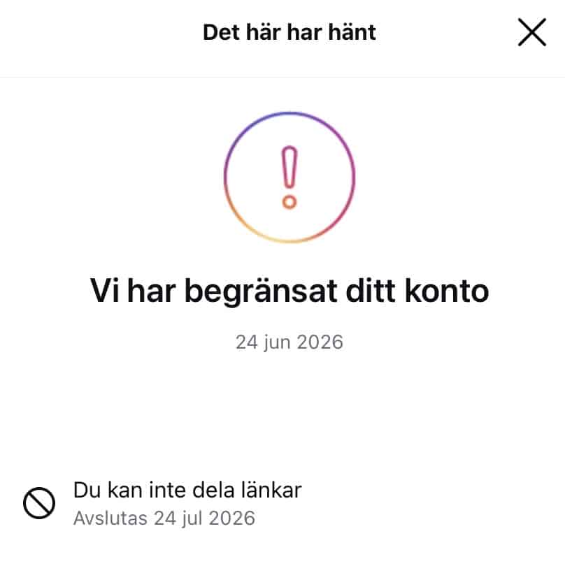 Instagram begränsar mitt konto, i alla fall gjorde man det ett tag och kanske igen. Det sociala mediet via ägaren Meta Platforms AI har missförstått mig, förolämpat mig och gett mig ett straff.
