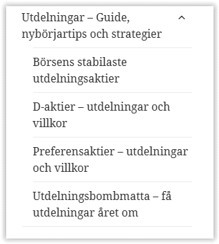 Sajtmeny för Utdelningar på Hernhag.se
